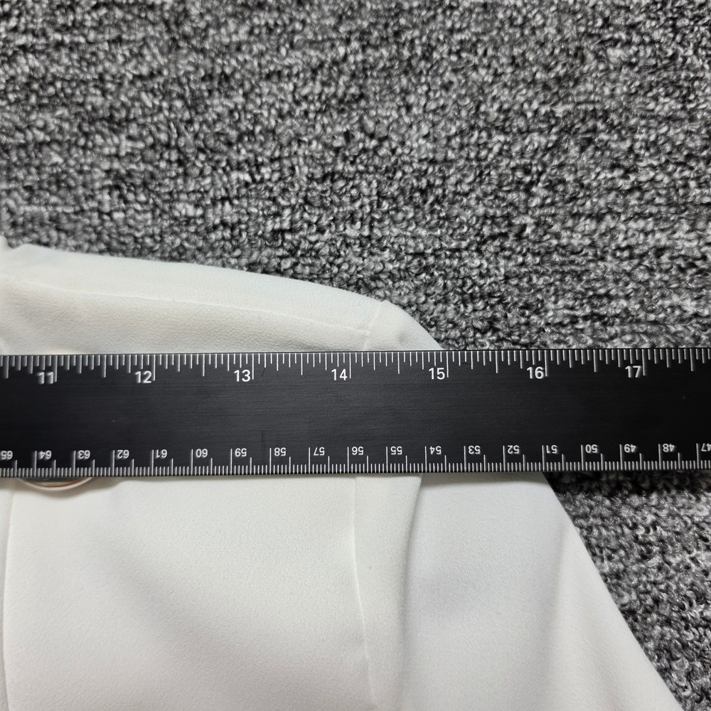 Tahari Blazer Women Small White Excellent Ruched 3/4 Sleeve Open Front Longline‎ - Picture 8 of 9